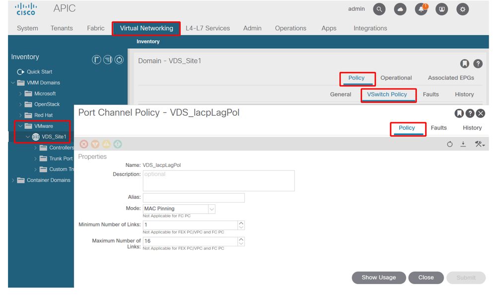 VMM Domain Vswitch Policy