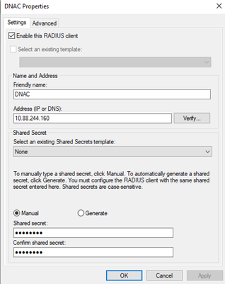 Configuration du client Radius