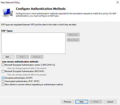 Select Unencrypted authentication