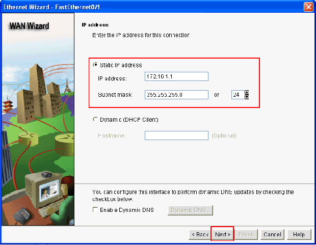 Specify IP Address and Submask