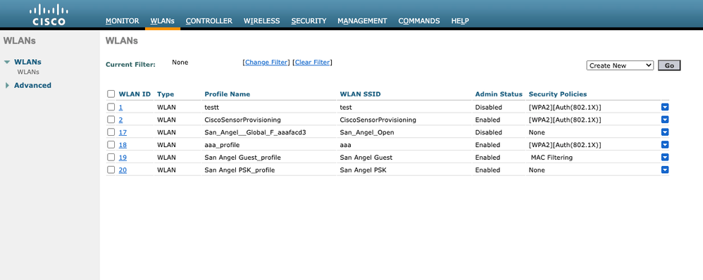 WLAN WLC GUI Config Wireless LAN