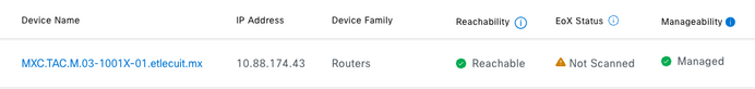 Reachability and Manageability status display