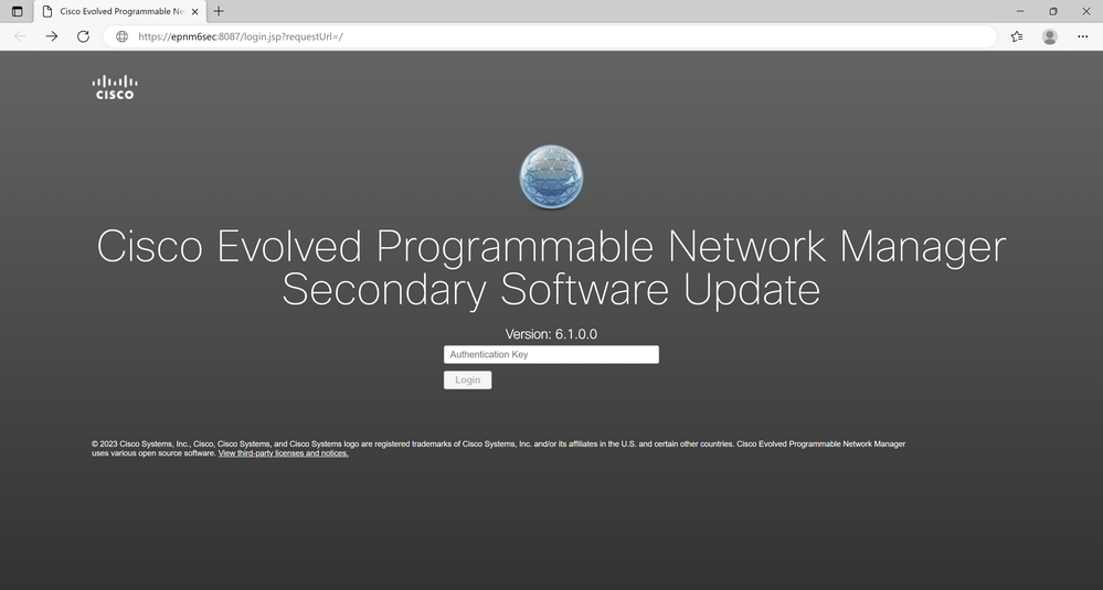 Fig 5.21 - EPNM 6.1 Secondary server Software Update page