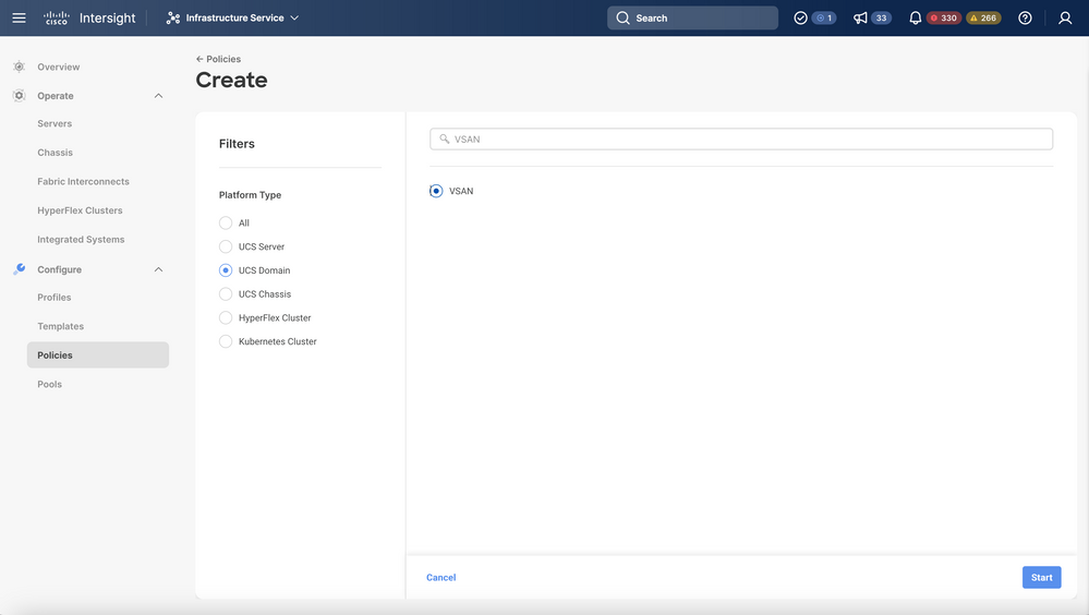 Select UCS Domain Profile and then VSAN