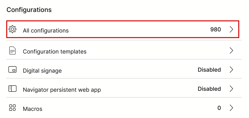 Endpoint Configuration section in Control Hub