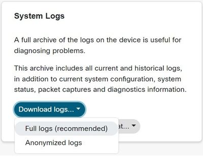 Log Download Options