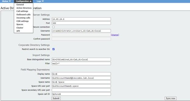 CMS LDAP-Integration - LDAP-Konfigurationen für die Web-GUI