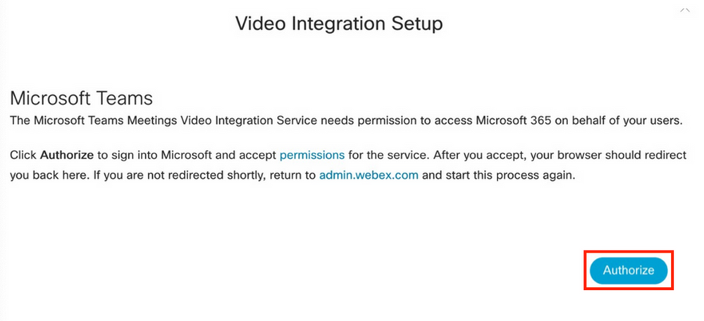 Video Setup Authorization