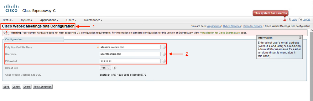 Webex Site Configuration