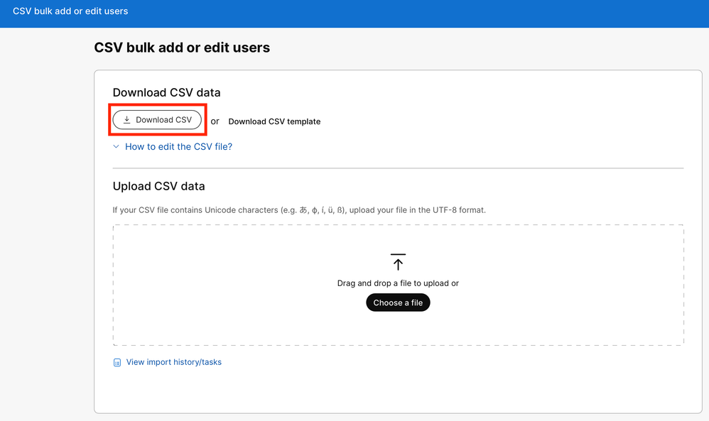 Fichier CSV des utilisateurs