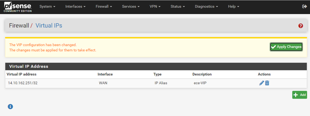 pfSense GUI - VIP List