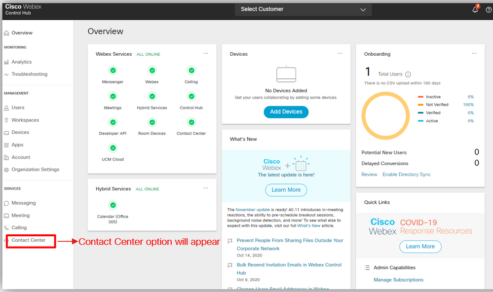 Contact Center-Karte