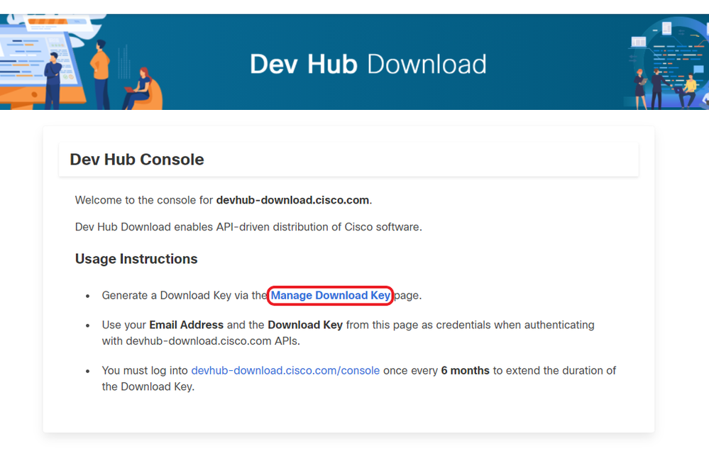 Pagina di download di Dev Hub