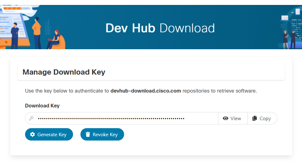 Chiave di download di Dev Hub