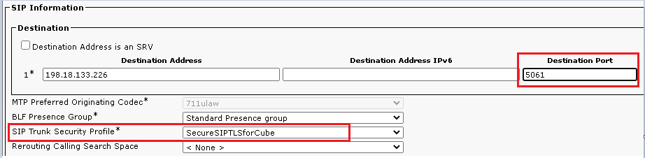 Assign a Security Profile on SIP Trunk Configuration for CUBE