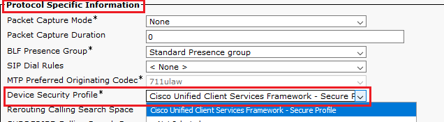 Assigning Device Security Profile to IP Phone