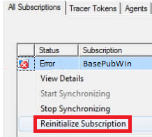 Reinitialize Subscription