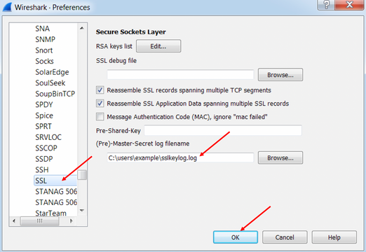 Wireshark SSL Configuration