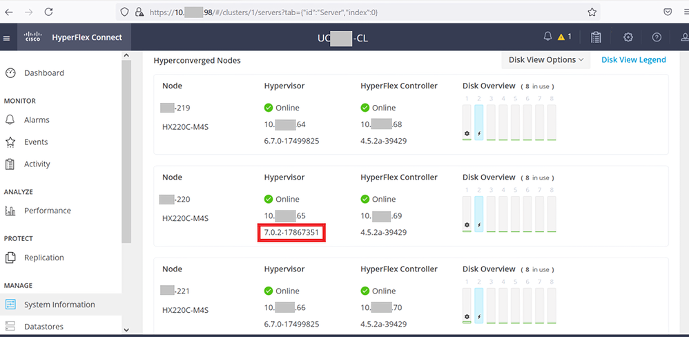 HX Connect ESXi Version