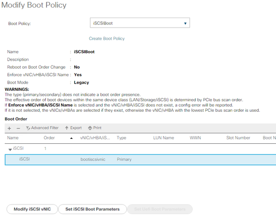 Configure UCS - Expand iscsi in boot policy