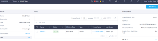 Configure IMM - Edit lan connectivity policy