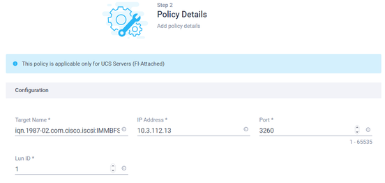 Configure IMM - Set parameters for primary target