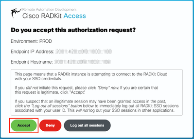 RADKit enrolment SSO acceptation