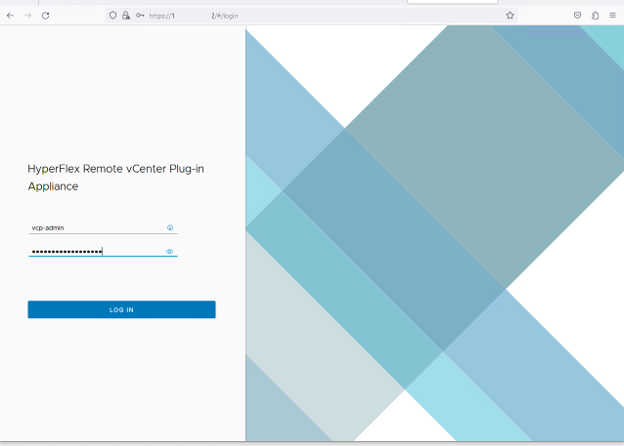 Tela de login do dispositivo de plug-in vCenter remoto Hyperflex