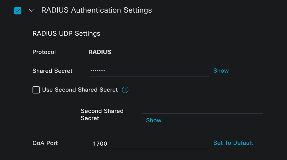 Configuración RADIUS