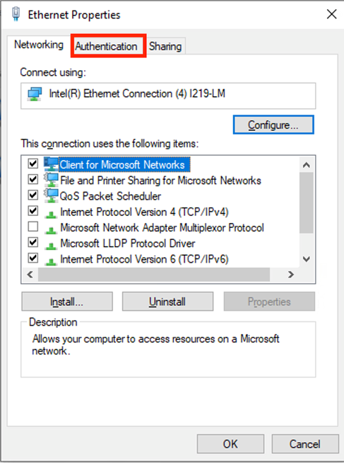 Ethernet-eigenschappen interface