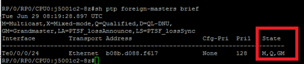 'Show ptp foreign-masters brief' Command Snippet