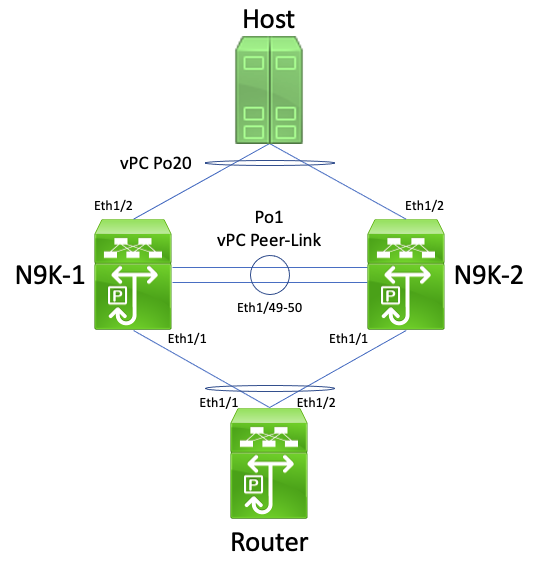 Routing over vPC - Unicast Routing Protocol Adjacencies over a vPC without vPC Peer Gateway Topology