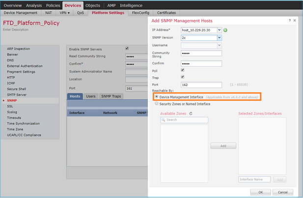 FTD SNMP - Add SNMP Management Hosts