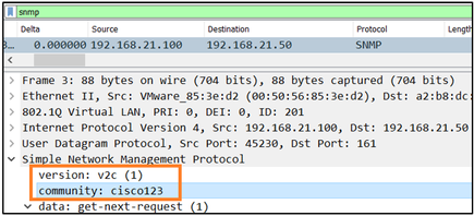 FTD SNMP - Capture contents - community values (SNMP v1 and 2c)