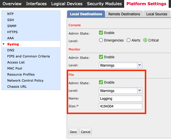 Platform Settings