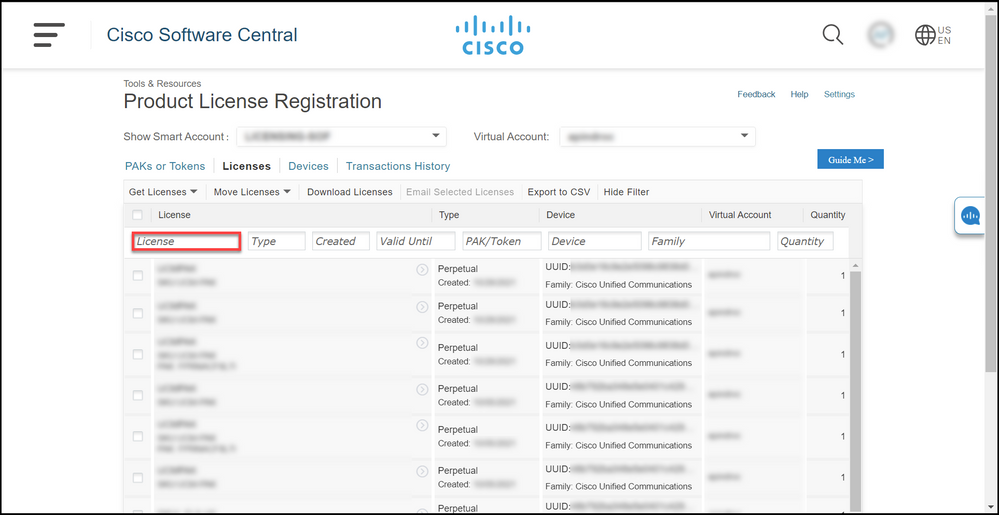 Resending licenses in LRP - Search by license