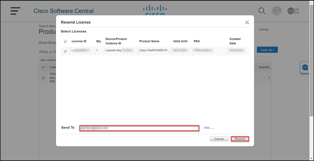 Resending licenses in LRP - Resend license