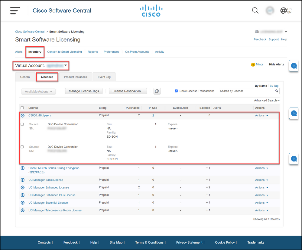 Migrating Catalyst 3850 Series from RTU to Smart Mode - Verify that the system displays converted licenses