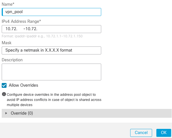 Configure address pool