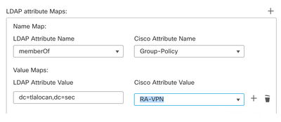 Provide LDAP Attribute Name and Cisco Attribute Name