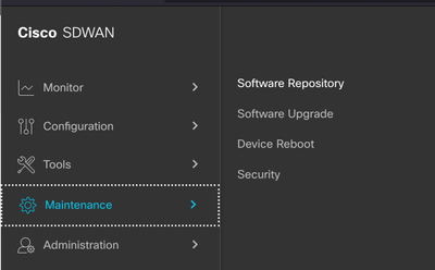 Navigate to vManage Software Repository