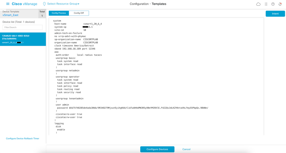 Configuration Preview