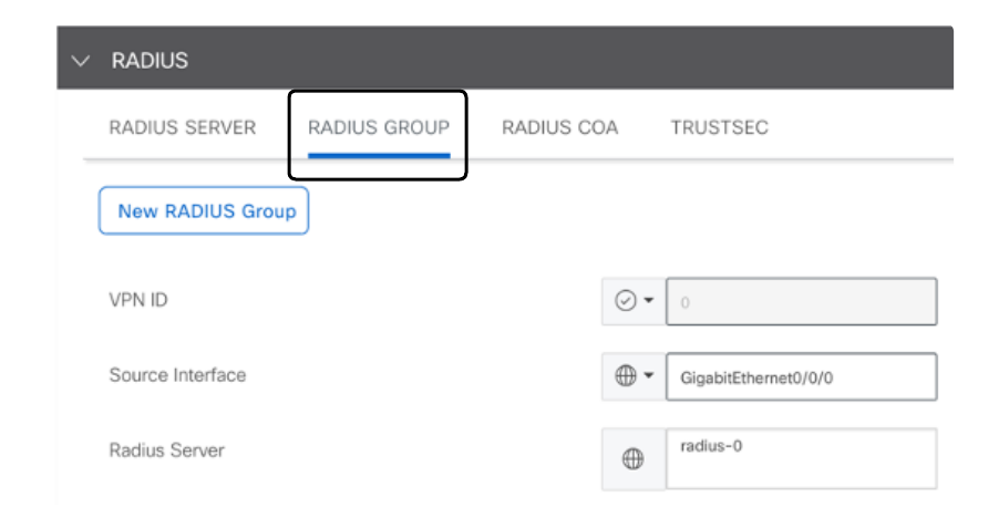 RADIUS Group Configuration