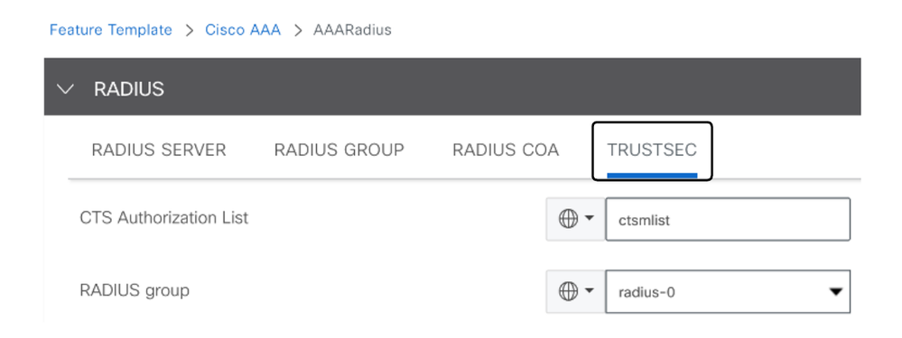 TRUSTSEC Configuration