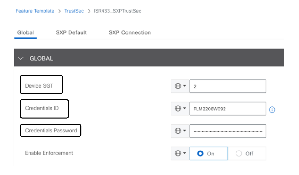 TrustSec Feature Template