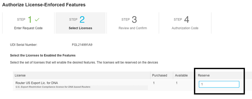 Select the Number of Licenses to Reserve