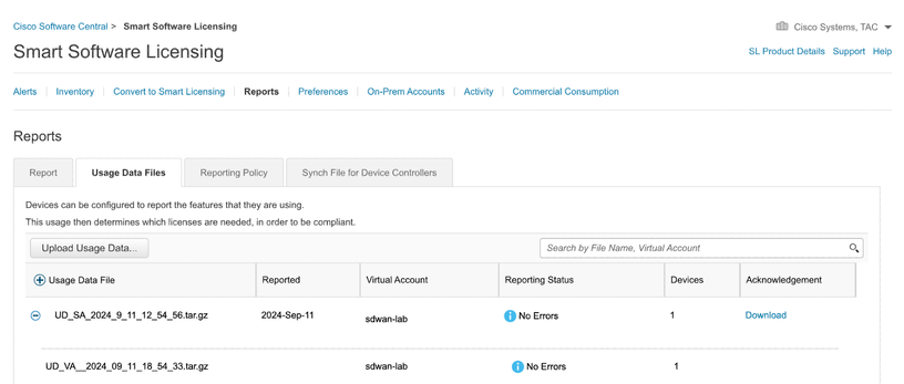 Upload usage file to CSSM