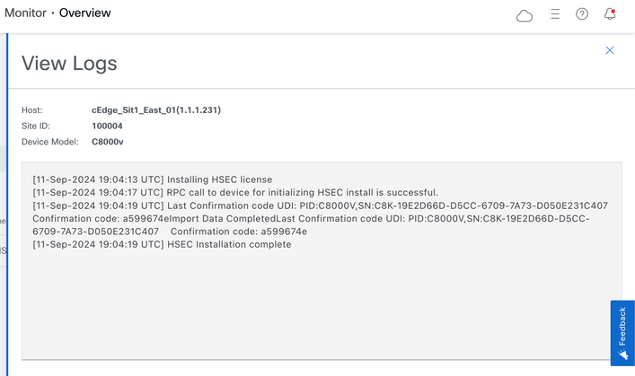 Detailed logs for license installation