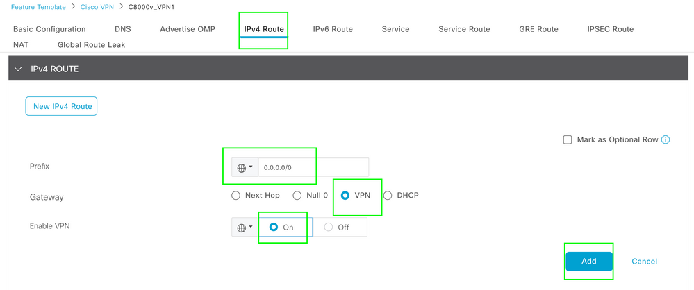 VPN 1 IPV4 Route Template