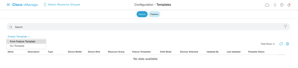 Device Template from Feature Template